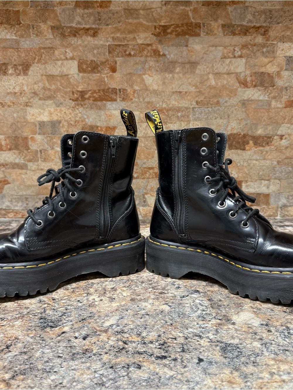 Dr. Martens Jadon Women's Leather Platform Boots Black Size 7 - Picture 5 of 7